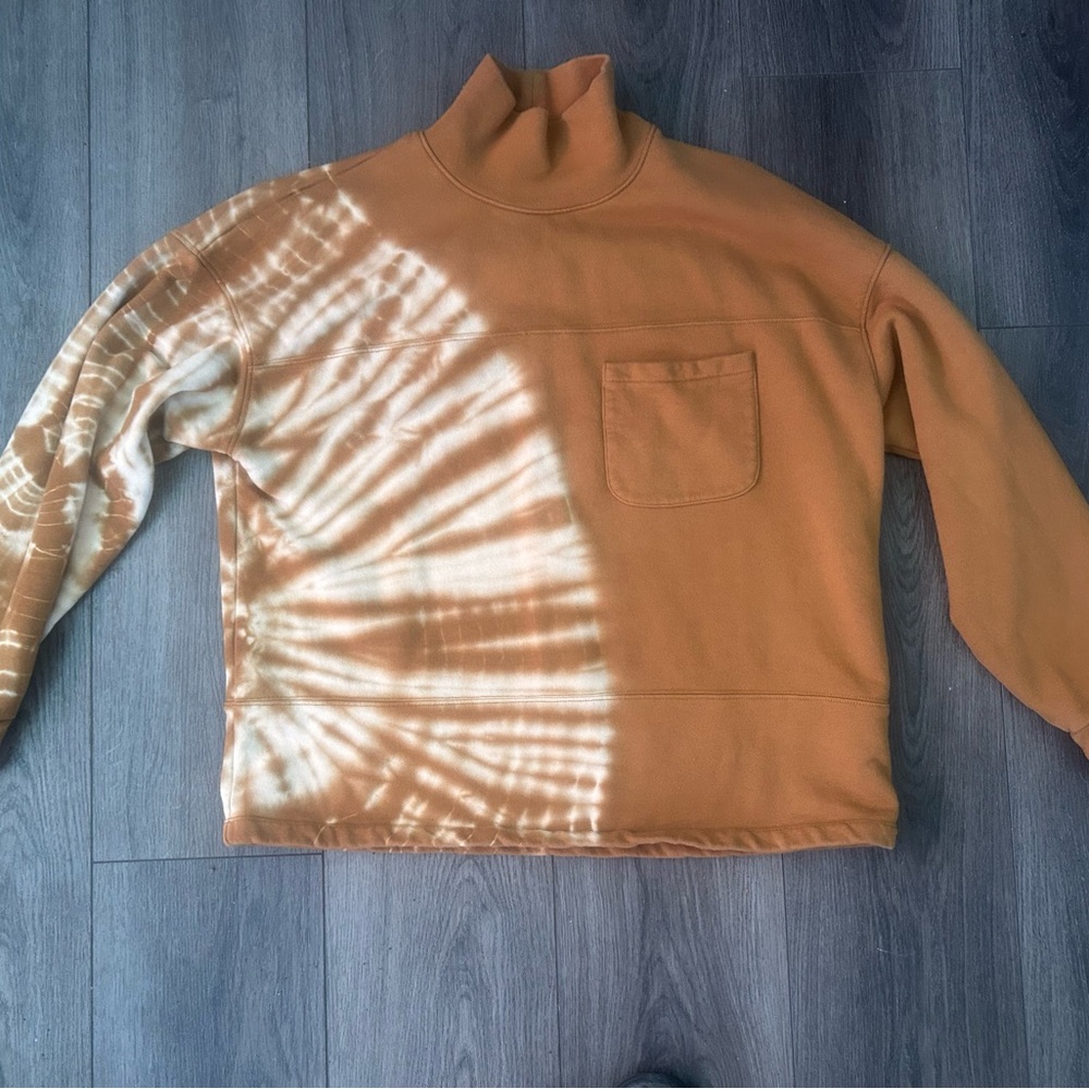 Madewell Orange and Cream Tie-Dye Turtleneck Sweater